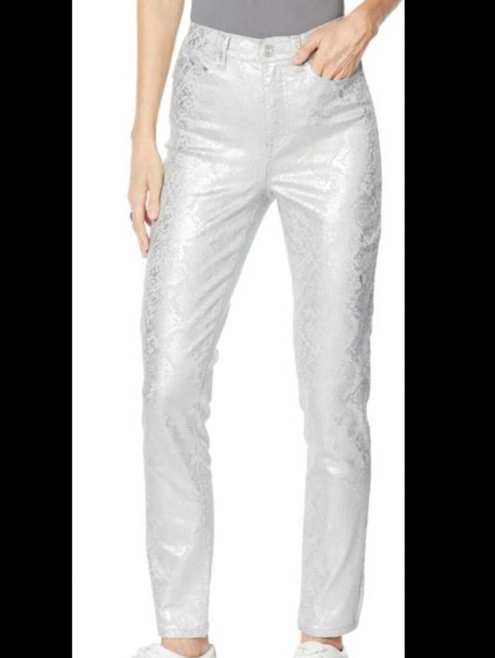 DG2 Women's Metallic Silver Snake-Print